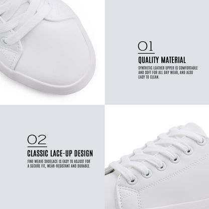 Women Lace Up Platform Sneakers Comfortable Casual Fashion Sneaker Walking Shoes (8,White)